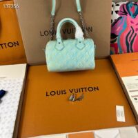 Louis Vuitton Women LV Speedy Bandouliere 20 Bag Green Embossed Grained Cowhide Leather (9)