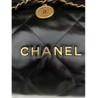 Chanel Women 22 Handbag Shiny Calfskin Gold-Tone Metal Black (9)