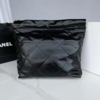 Chanel Women 22 Handbag Shiny Calfskin Gold-Tone Metal Black (9)