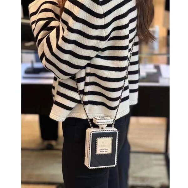 Chanel Women CC Evening Bag Lambskin Plexi Gold-Tone Metal Black White (1)
