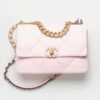 Chanel Women Chanel 19 Flap Bag Pink Lambskin Gold Silver-Tone Ruthenium-Finish Metal