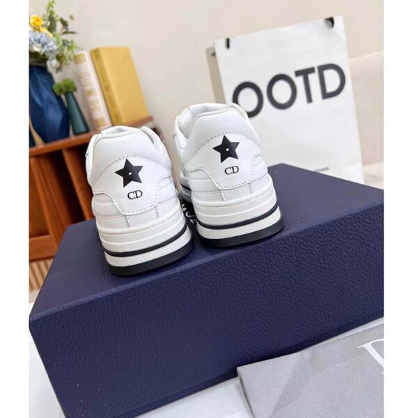 Dior Unisex CD D-Freeway Sneaker Vibe White Calfskin Leather Two Tone Rubber Sole Star (5)