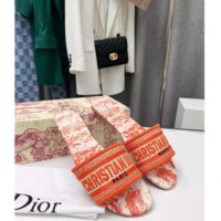 Dior Unisex CD Dway Slide Orange Toile De Jouy Embroidered Cotton (1)
