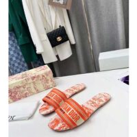 Dior Unisex CD Dway Slide Orange Toile De Jouy Embroidered Cotton (1)