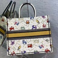 Dior Unisex CD Large Book Tote Latte Multicolor Dior Pixel Zodiac Embroidery (6)