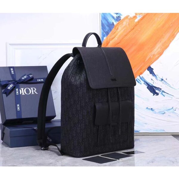 Dior Unisex CD Motion Backpack Black Oblique Jacquard Black Grained Calfskin (4)