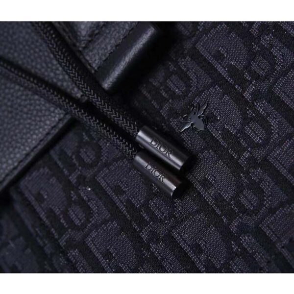 Dior Unisex CD Motion Backpack Black Oblique Jacquard Black Grained Calfskin (9)