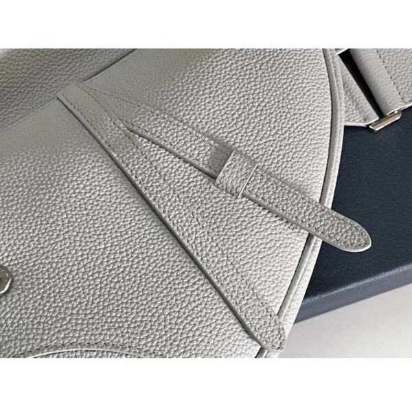 Dior Unisex CD Saddle Bag Dior Gray Grained Calfskin ‘Christian Dior 1947’ Signature (12)