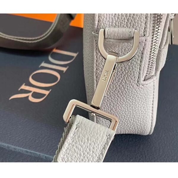 Dior Unisex CD Saddle Bag Dior Gray Grained Calfskin ‘Christian Dior 1947’ Signature (13)