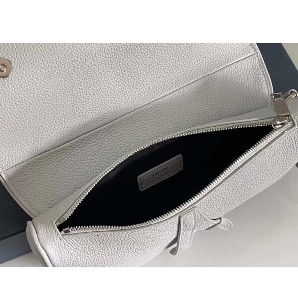 Dior Unisex CD Saddle Bag Dior Gray Grained Calfskin ‘Christian Dior 1947’ Signature (14)