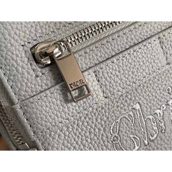 Dior Unisex CD Saddle Bag Dior Gray Grained Calfskin ‘Christian Dior 1947’ Signature (18)