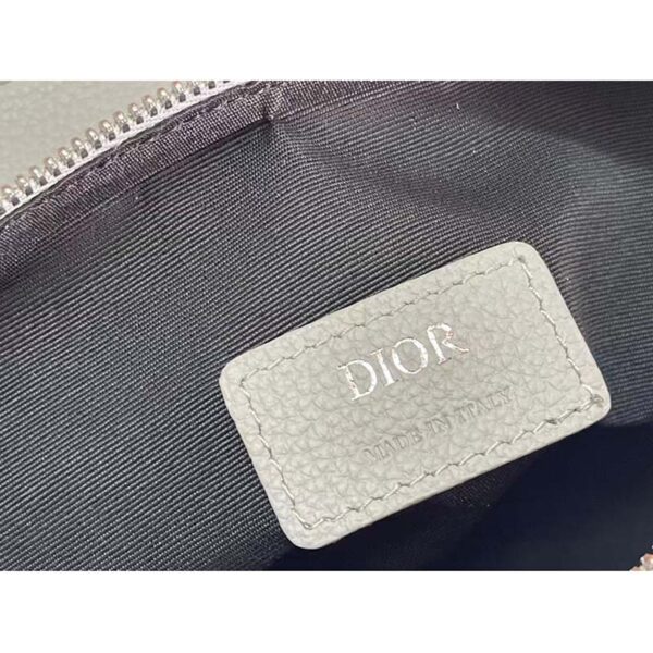 Dior Unisex CD Saddle Bag Dior Gray Grained Calfskin ‘Christian Dior 1947’ Signature (4)