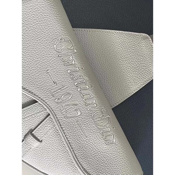 Dior Unisex CD Saddle Bag Dior Gray Grained Calfskin ‘Christian Dior 1947’ Signature (8)
