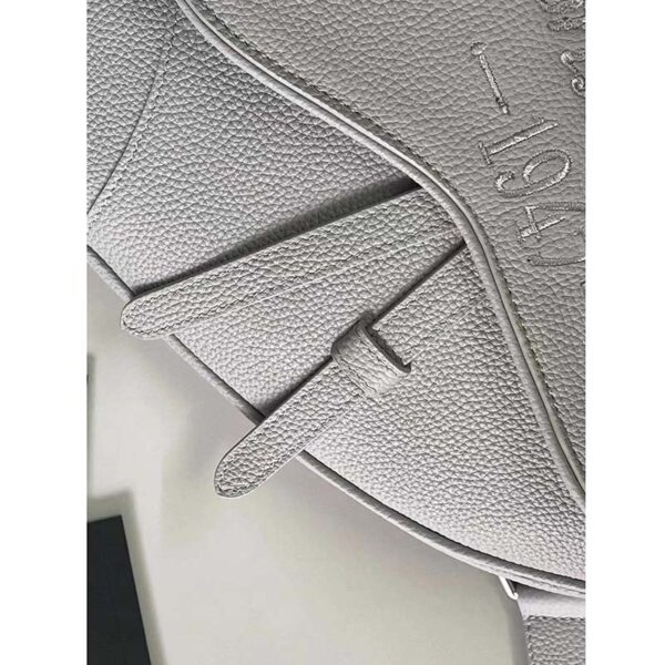 Dior Unisex CD Saddle Bag Dior Gray Grained Calfskin ‘Christian Dior 1947’ Signature (9)