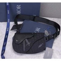 Dior Unisex CD Saddle Pouch Black Dior Oblique Jacquard (2)