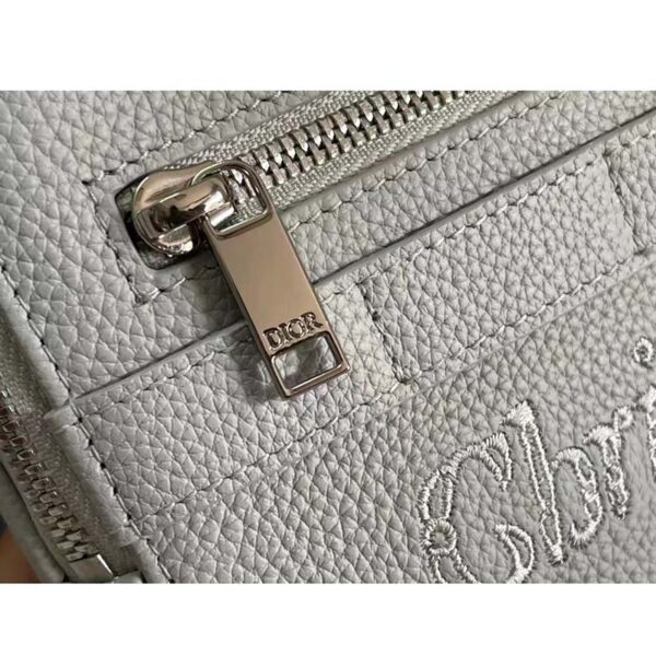 Dior Unisex CD Safari Messenger Bag Gray Grained Calfskin ‘Christian Dior 1947’ Signature (12)