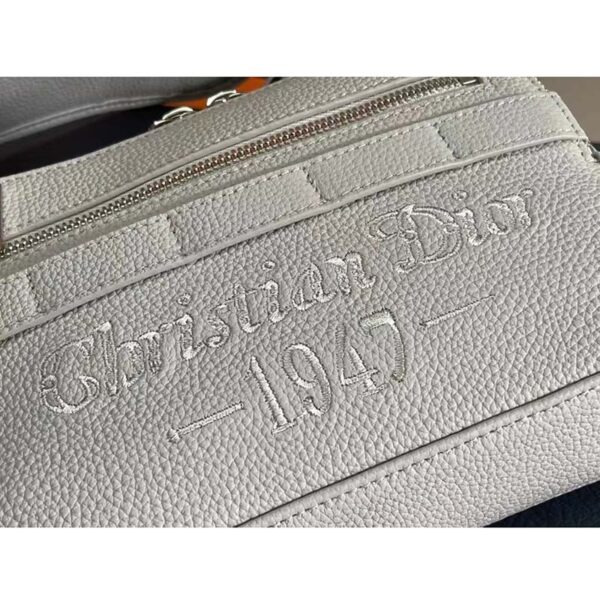 Dior Unisex CD Safari Messenger Bag Gray Grained Calfskin ‘Christian Dior 1947’ Signature (16)