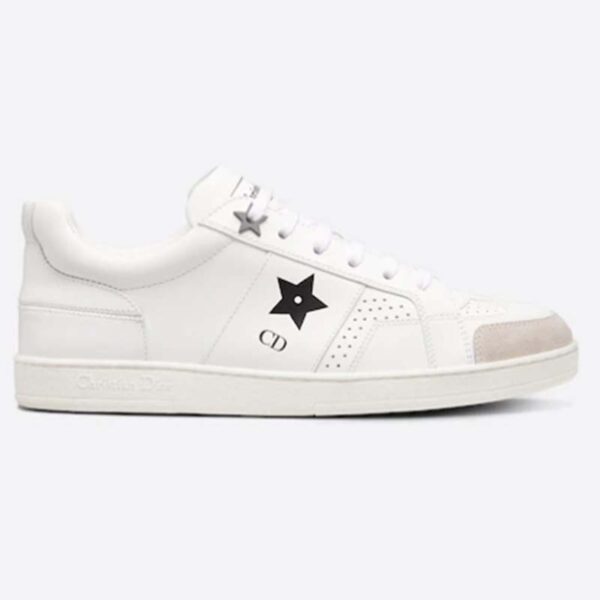 Dior Unisex Dior Star Sneaker White Calfskin Suede ‘CD’ Signature Black Star (2)