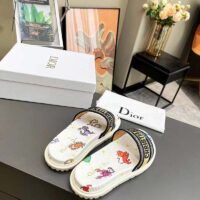 Dior Unisex Dway Slide White Multicolor Embroidered Cotton Dior Pixel Zodiac Motif (2)