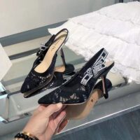 Dior Women CD J’Adior Slingback Pump Black Macramé Embroidered Cotton (4)