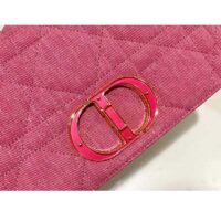 Dior Women CD Medium Dior Caro Bag Bright Pink Macrocannage Denim (12)