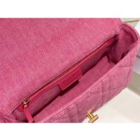 Dior Women CD Medium Dior Caro Bag Bright Pink Macrocannage Denim (12)