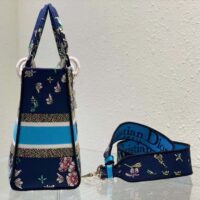 Dior Women CD Medium Lady D-Lite Bag Blue Multicolor D-Constellation Embroidery (7)