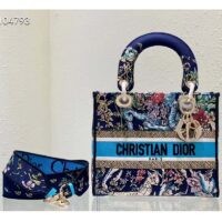 Dior Women CD Medium Lady D-Lite Bag Blue Multicolor D-Constellation Embroidery (7)