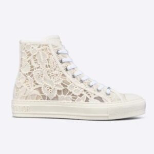 Dior Women CD Shoes Walk'n'Dior Sneaker White Macramé Embroidered Cotton