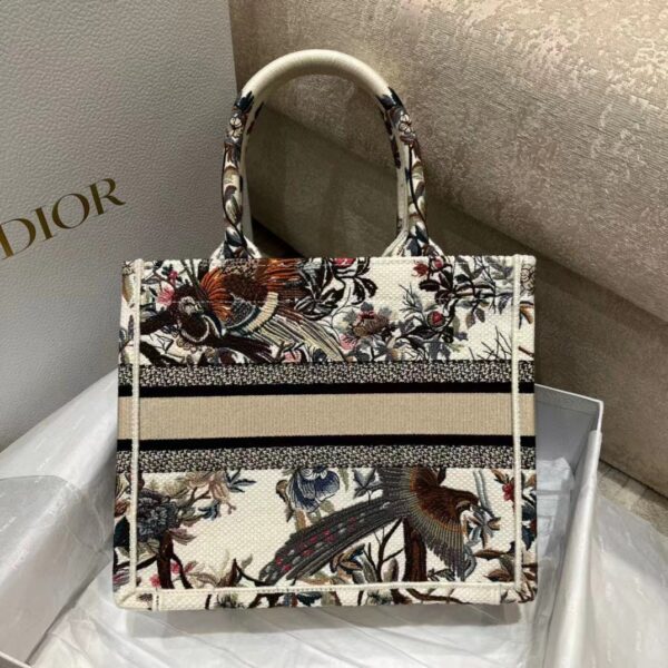 Dior Women CD Small Book Tote Latte Multicolor Dior Jardin D’Hiver Embroidery (7)