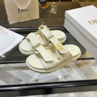 Dior Women Shoes DiorAct Sandal Beige Lambskin Gold-Finish Metal DIOR Signature (5)