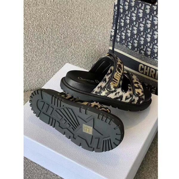 Dior Women Shoes DiorAct Slide Beige Multicolor Mizza Printed Technical Fabric (2)