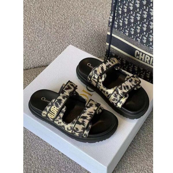 Dior Women Shoes DiorAct Slide Beige Multicolor Mizza Printed Technical Fabric (5)