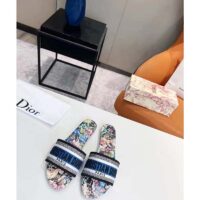 Dior Women Shoes Dway Slide Black Multicolor Embroidered Cotton D-Constellation Motif (4)
