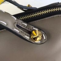 Fendi FF Women By The Way Medium Gray Leather Elaphe Boston Bag (2)