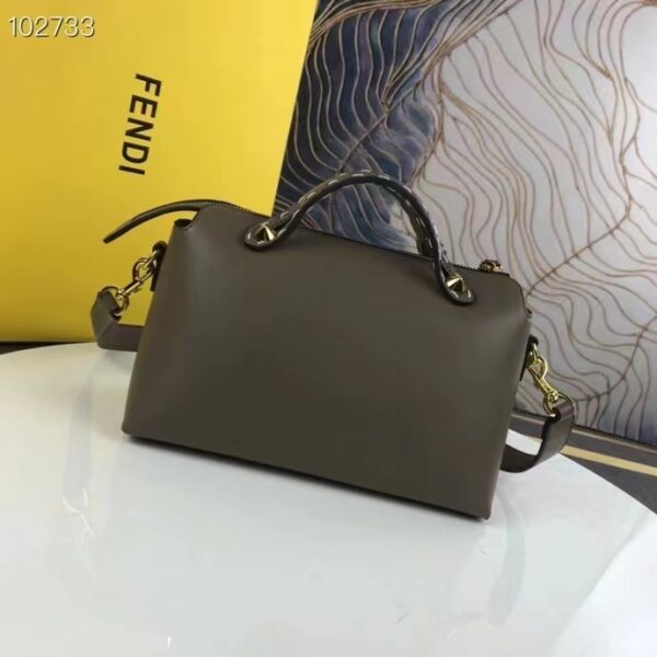 Fendi FF Women By The Way Medium Gray Leather Elaphe Boston Bag (6)