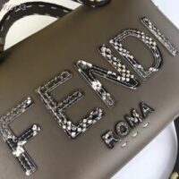 Fendi FF Women By The Way Medium Gray Leather Elaphe Boston Bag (2)