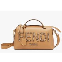 Fendi FF Women By The Way Medium Light Brown Leather Elaphe Boston Bag (1)