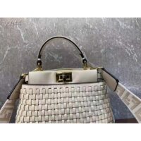 Fendi FF Women Peekaboo Mini Bag Beige Braided Calfskin Leather Bag (7)