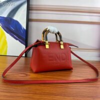 Fendi Women FF By The Way Mini Red Leather Small Boston Bag (6)