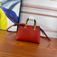 Fendi Women FF By The Way Mini Red Leather Small Boston Bag (6)