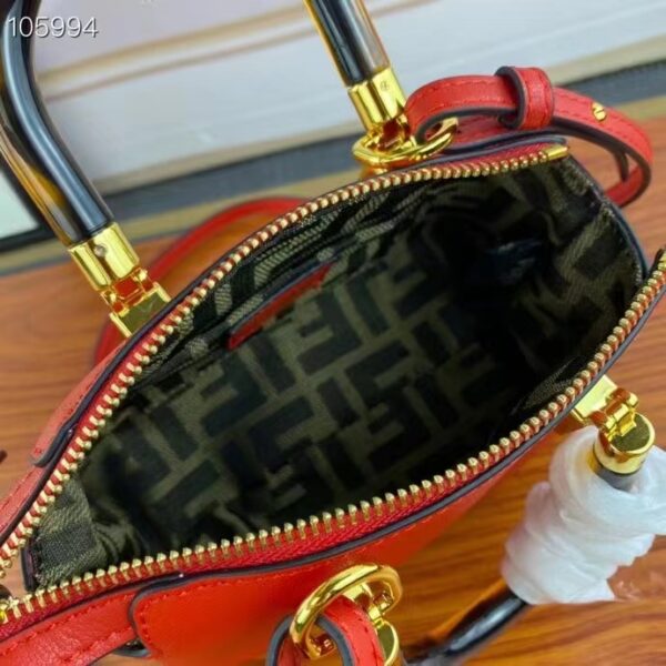 Fendi Women FF By The Way Mini Red Leather Small Boston Bag (7)