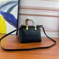 Fendi Women FF By The Way Mini Small Black Leather Boston Bag (4)