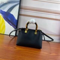 Fendi Women FF By The Way Mini Small Black Leather Boston Bag (4)