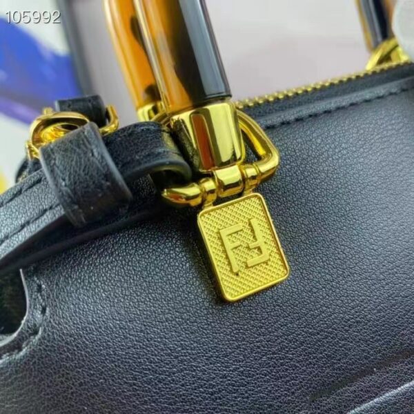 Fendi Women FF By The Way Mini Small Black Leather Boston Bag (8)