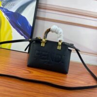 Fendi Women FF By The Way Mini Small Black Leather Boston Bag (4)