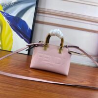 Fendi Women FF By The Way Mini Small Boston Bag Light Pink Leather (3)