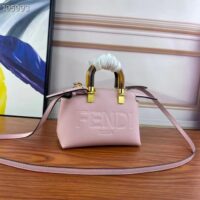 Fendi Women FF By The Way Mini Small Boston Bag Light Pink Leather (3)