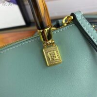 Fendi Women FF By The Way Mini Small Boston Bag Mint Green Leather (7)