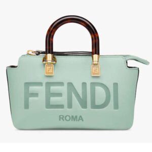 Fendi Women FF By The Way Mini Small Boston Bag Mint Green Leather